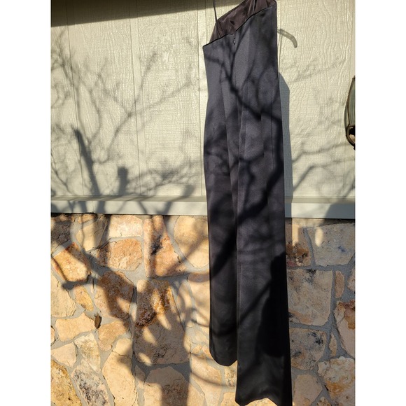 Black Satin Like Prom Gala Dance Bridesmaid Dress-6 - Picture 4 of 9